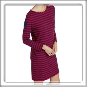 Vineyard Vines Above Knee Long Sleeve Knit Dress Red Blue Stripe Size Small